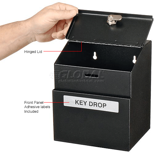 Display Area 5 1/2W x 8 1/2H Includes 25 Suggestion Cards Keys and Mounting Hardware Safco Products Customizable Suggestion Box 4233GR Gray 