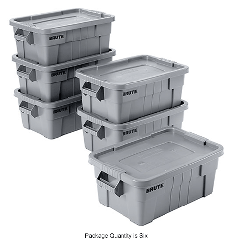 Rubbermaid Commercial Products BRUTE Tote Storage Bin with Lid, 14-Gallon,  Gray, Rugged/Reusable Boxes for Moving/Camping/Garage/Basement Storage,  Pack of 6 - Yahoo Shopping