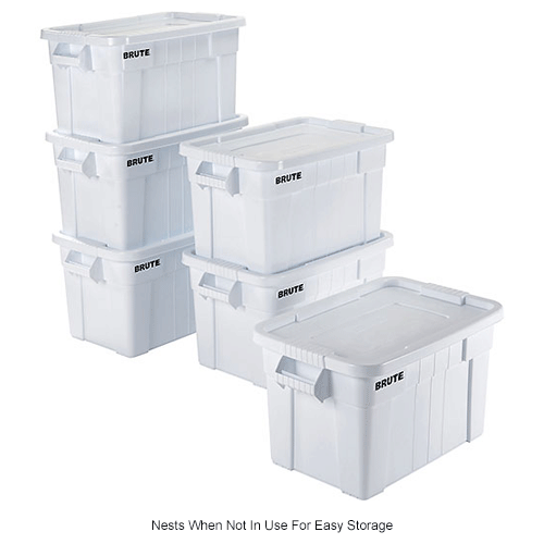 Rubbermaid Commercial Products Brute Tote Storage Container With Lid,  20-Gallon, White (FG9S3100WHT)