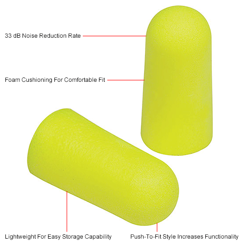 Hearing Protection Ear Plugs 3M™ EAR Soft Earplugs, Uncorded, Yellow Neon, 3101250