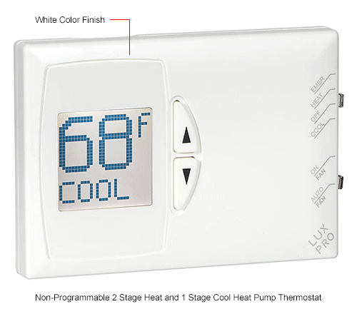 LUX Low Voltage Digital Non-Programmable Thermostat PSDH121B - 2 Stage Heat  1 Cool Heat Pump 24 VAC - Pkg Qty 5 | B2257159 - GLOBALindustrial.ca