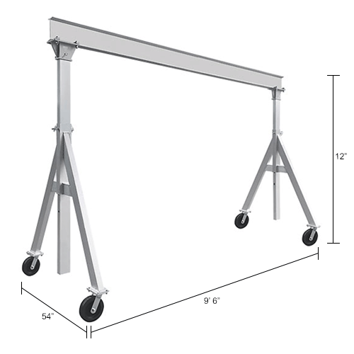 Global Industrial™ Adjustable Height Aluminum Gantry Crane, 12'W x 9'6