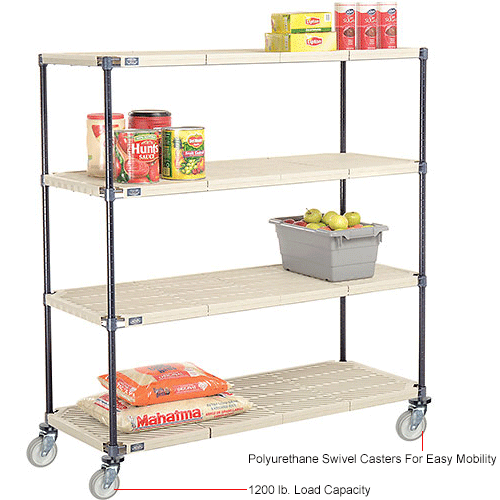 Nexelite® Plastic Mat Shelf Truck w/Poly Swivel Casters, 54"L x 21"W x