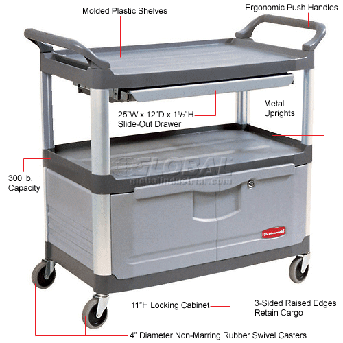 4094 Gray Instrument Cabinet Cart Sliding Shelf