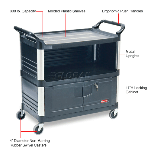 Rubbermaid Xtra 4095 3 Shelf Black Equipment Locking