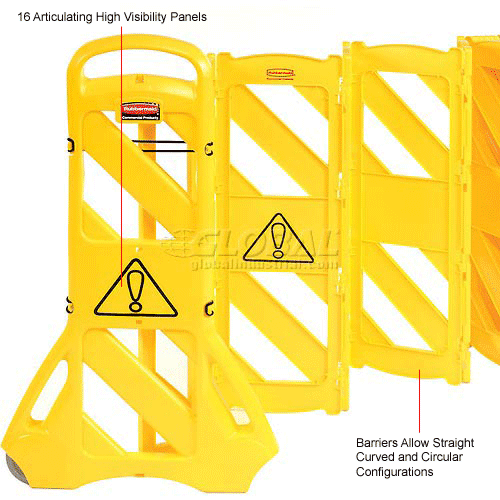 Rubbermaid Mobile Barrier Yellow Fg9s1100yel Tillescenter Safety Signs And Signals Occupational 2692