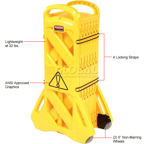 Rubbermaid® Extendable Mobile Barrier Fg9s1100yel B56183 Globalindustrialca 8716