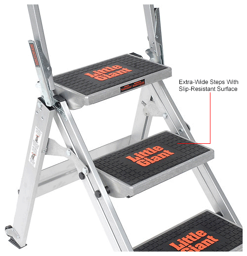 Little Giant® Safety Aluminum Step Ladder 3 Step 10310BA B753943