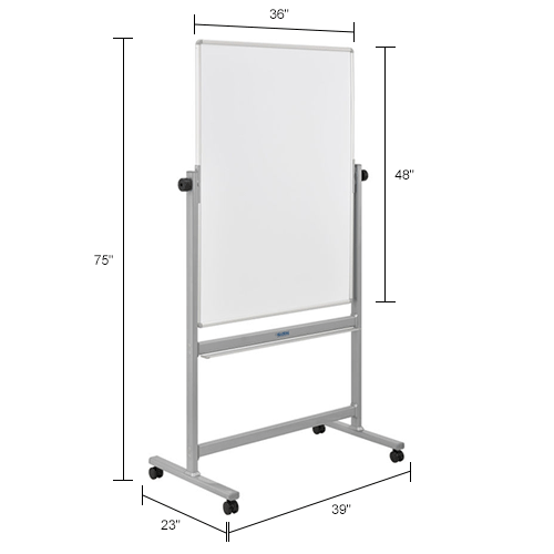 Global Industrial™ Mobile Reversible Magnetic Whiteboard - 36