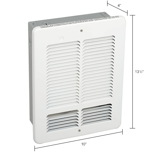 King Forced Air Wall Heater W1210W, 1000W, 120V, White B892634