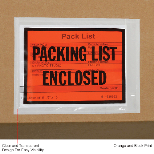 Packing List Envelopes "Packing List Enclosed" 41/2" x 51/2" Full