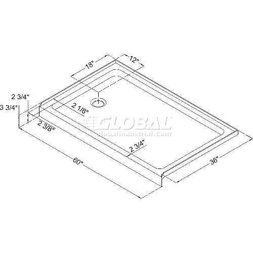DreamLine DLT1136601 SlimLine 36" x 60" Shower Base Left H& Drain