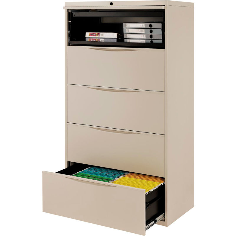 File Cabinets Lateral Interion 36 Premium Lateral File Cabinet 5 Drawer Putty 252471py Globalindustrial Ca