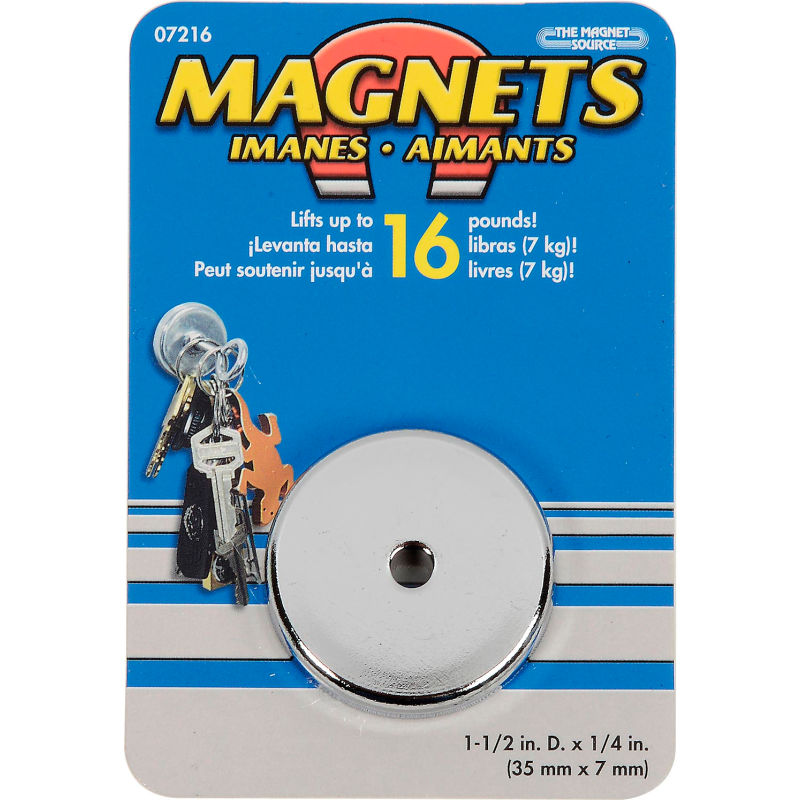 1-1//2/" X 1//4/" The Magnet Source 07216 Round Magnet Up to 16 pds.