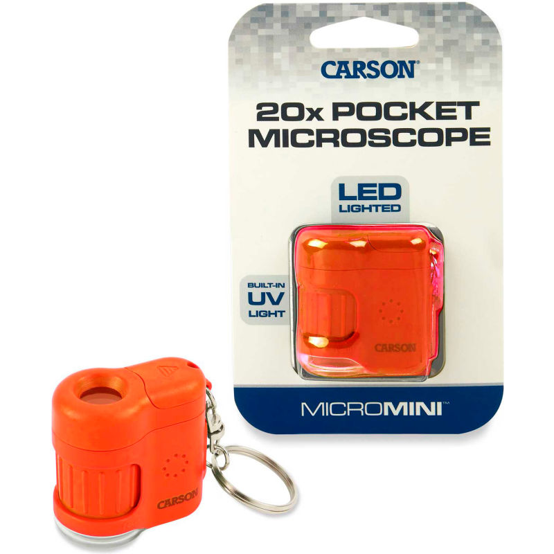 Carson® MicroMini 20 x LED et UV éclairé Microscope de poche - Orange - Qté  par paquet : 3