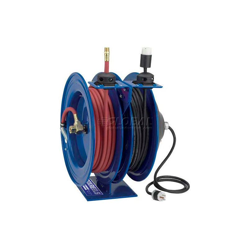 Dual Purpose Electric/Air Spring Rewind Reel: 50' 3/8 I.D. Hose, 300 PSI;  Less Accessory, 16 AWG