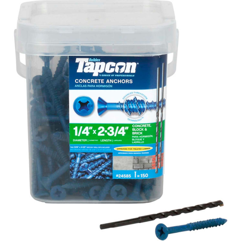 Phillips Flat Head 1//4 x 5 Concrete Masonry Screws Tapcon Anchor 50