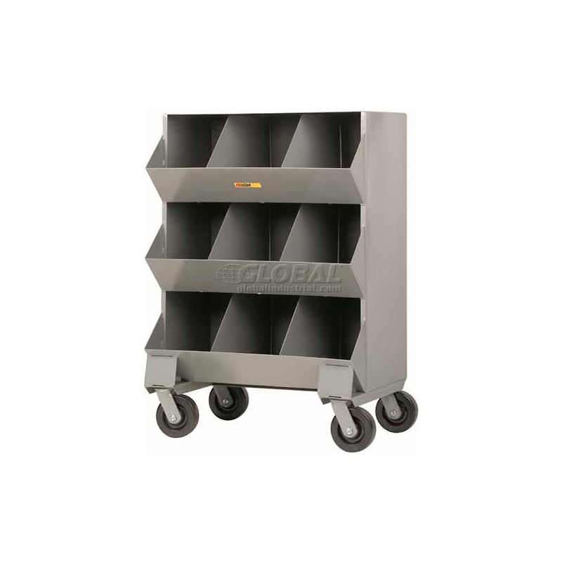 MS3-1532-6PH Mobile Steel Storage Bin 32W x 20D x 45-1/2H with 9 openings