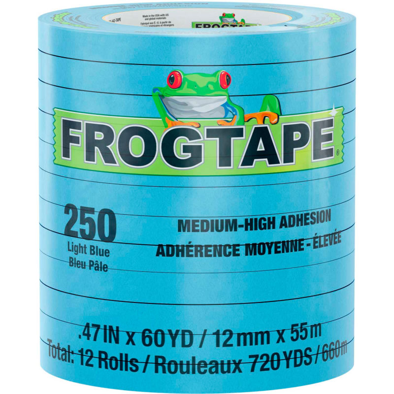 FrogTape® Performance Grade, Moderate Temp Masking Tape, Light Blue, 12mm x  55m Case of 96 B2939531