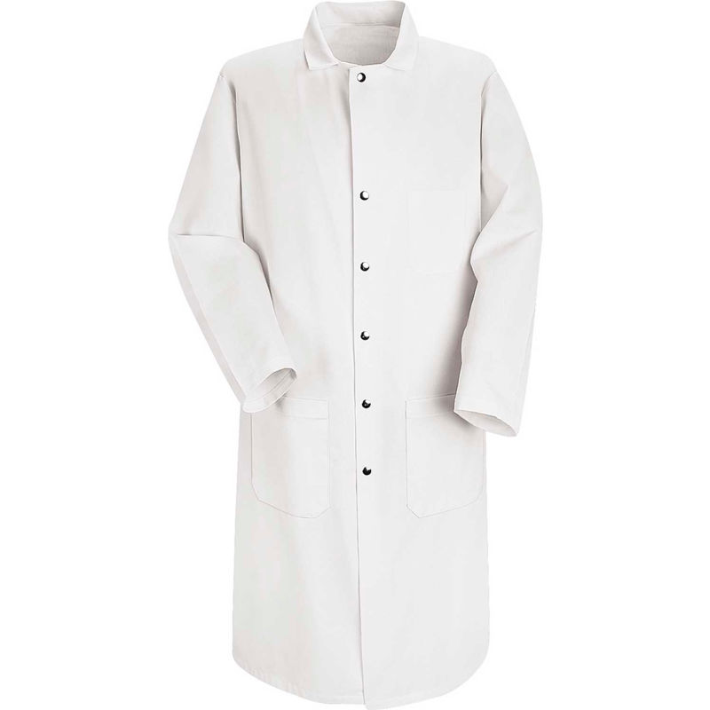 Red Kap® Full Cut Butcher Coat, White, Polyester/Cotton, 3XL