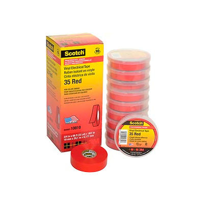 3m™ Scotch® Vinyl Electrical Color Coding Tape 35-Red, 3/4