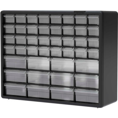 Armoire à pièces Akro-Mils 10144, tiroirs de plastique - 20 po larg. x 6 3/8 po prof. x 15-13/16 po haut., noir, 44 tiroirs