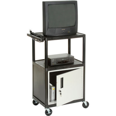 Plastic Security Audio Visual & Instrument Cart 24 x 18 x 42 Single Door