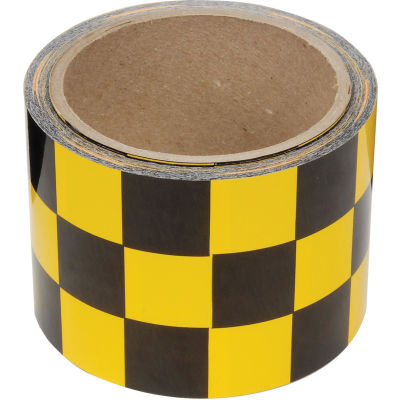 INCOM® Checkerboard Hazard Tape - Yellow/Black, 3"W x 54'L, 1 Roll