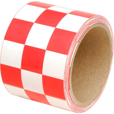 INCOM® Checkerboard Hazard Tape - Red/White, 3"W x 54'L, 1 Roll
