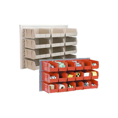 Global Industrial Wall Bin Rack Panel 36 x19 - 8 Red 8-1/4x11x7 Stacking Bins