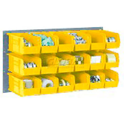 Global Industrial™ Wall Bin Rack Panel 36 x19 - 8 Bacs jaunes 8-1/4x11x7 Empilage