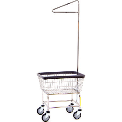 R&B Wire Products® Chrome Narrow Laundry Cart w / Single Pole Rack