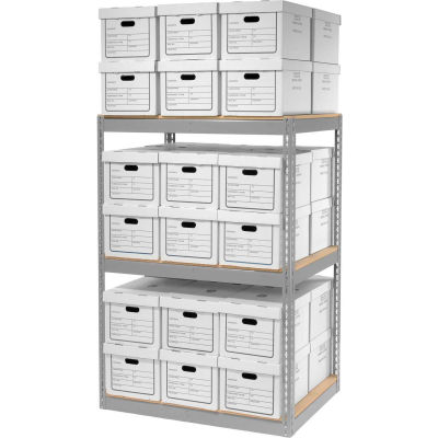 Global Industrial™ Record Storage Open With Boxes 42"WX30"DX60"H - Gray