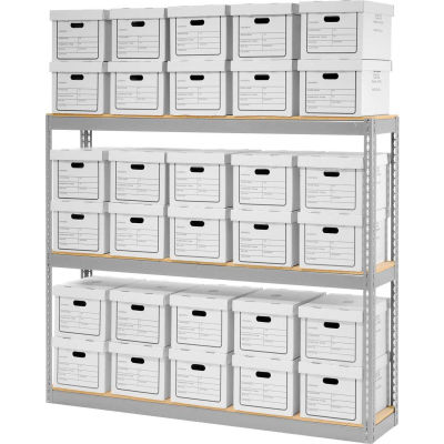 Global Industrial™ Record Storage Open With Boxes 72"W x 15"D x 60"H - Gray