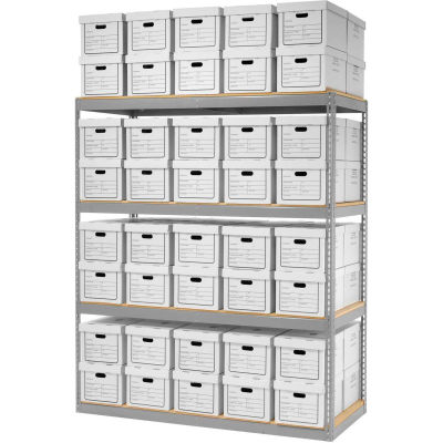 Global Industrial™ Record Storage Open With Boxes 72"W x 30"D x 84"H - Gray