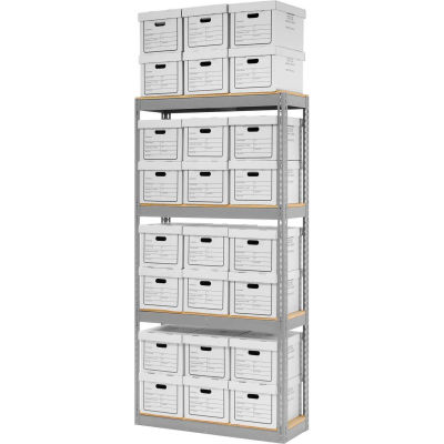 Global Industrial™ Record Storage Open With Boxes 42"W x 15"D x 84"H - Gray