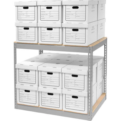 Global Industrial™ Record Storage With Boxes 42"W x 30"D x 36"H - Gris