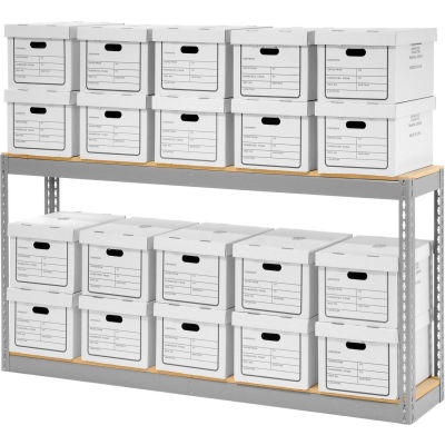 Global Industrial™ Record Storage With Boxes 72"W x 15"D x 36"H - Gris