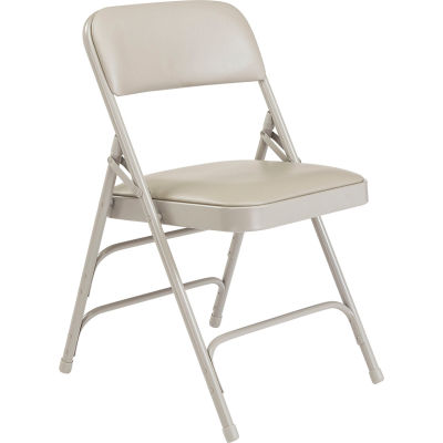 National Public sièges vinyle chaise pliante - Support triple - Trame de vinyle gris/gris - Qté par paquet : 4