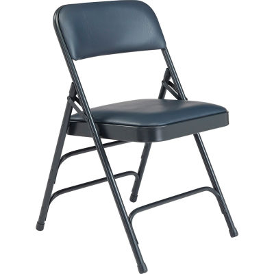 National Public sièges vinyle chaise pliante - Support triple - Vinyle bleu/Blue Frame - Qté par paquet : 4