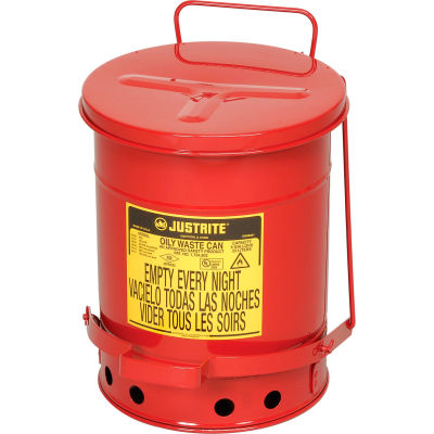 Récipent à déchets huileux Justrite, 6 gallons, rouge - 09100
