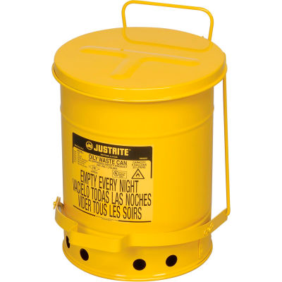 Contenant pour déchets huileux Justrite, 6 gallons, jaune - 09101