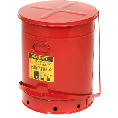 Récipent à déchets huileux Justrite, 21 gallons, rouge - 09700