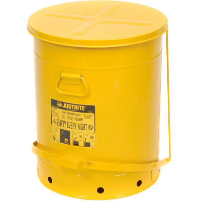 Justrite 21 Gallon Oily Waste Can, Yellow - 09701