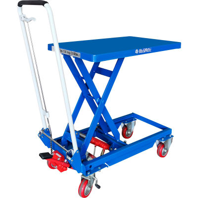 Global Industrial Mobile Scissor Lift Table, 27"L x 17"W Platform, 330 Lb. Capacity