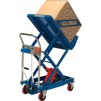 Global Industrial™ Mobile Lift - Tilt Scissor Lift Table 400 Lb. Cap. - Plateforme de 29 x 19