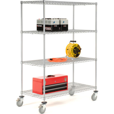 Nexelate® Wire Shelf Truck w/Brakes, 1200 lb. Capacity, 48"L x 24"W x 80"H
