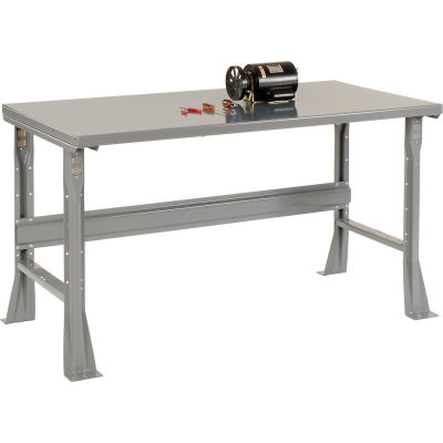 Global Industrial Flared Leg Workbench w/ Steel Square Edge Top, 48"W x 30"D, Gray