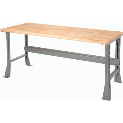 Global Industrial Workbench with Flared Leg, 60 x 30", Maple Butcher Block Safety Edge