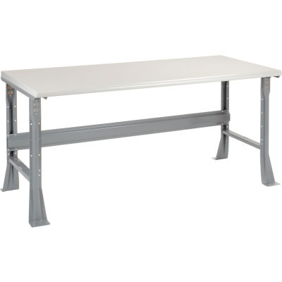 Global Industrial 72 x 30 x 34 Fixed Height Workbench Flared Leg - Laminate Safety Edge Gray